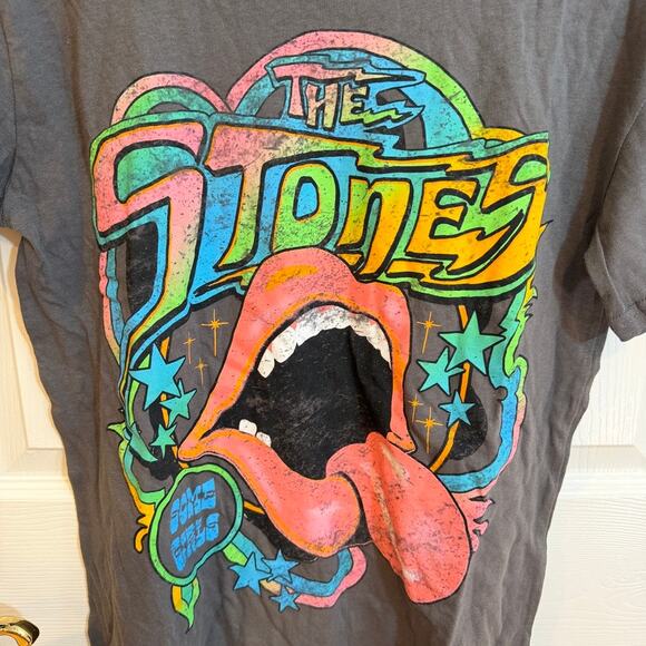 Rolling Stones Graphic Band Tee M Gray Vintage Style Tongue Some Girls Logo Rock - Picture 3 of 4